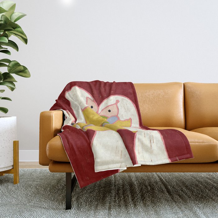 Pelicans of the Burgundy Sky Throw Blanket Gallery Image 1