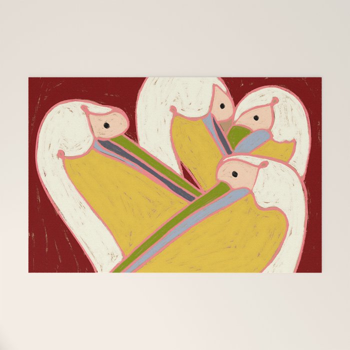 Pelicans of the Burgundy Sky Welcome Mat Gallery Image 1