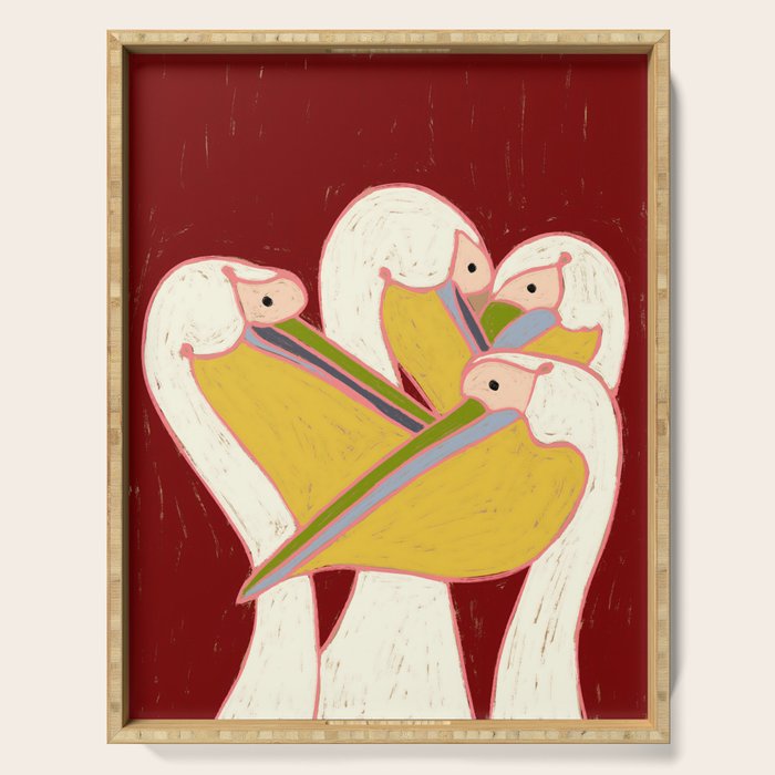 Pelicans of the Burgundy Sky Serving Tray Gallery Image 1
