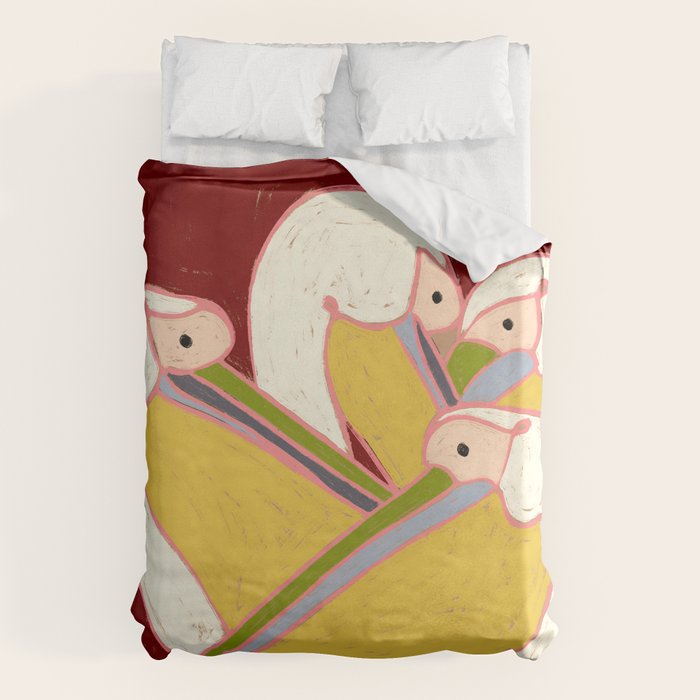 Pelicans of the Burgundy Sky Duvet Cover Gallery Image 1