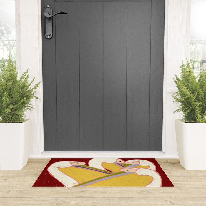 Pelicans of the Burgundy Sky Welcome Mat Gallery Image 3