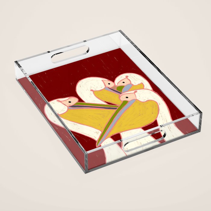 Pelicans of the Burgundy Sky Acrylic Tray Gallery Image 1