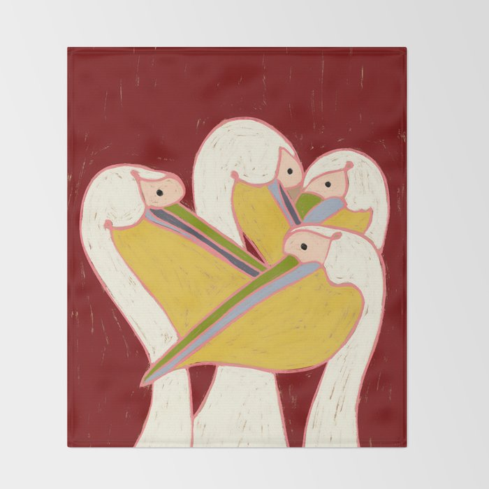 Pelicans of the Burgundy Sky Throw Blanket Gallery Image 2