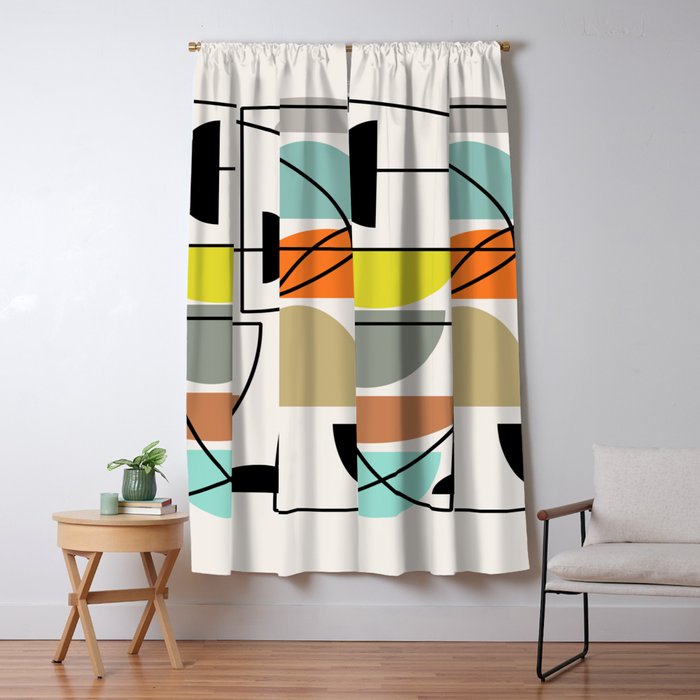 Mid Century Modern "Bowls" Window Curtain Gallery Image 1