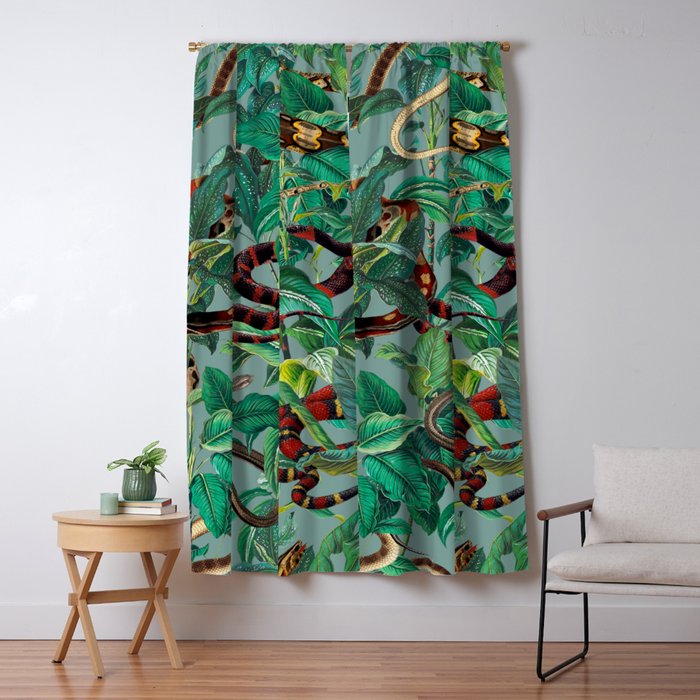 Leaf and Snake pattern Window Curtain Gallery Image 1