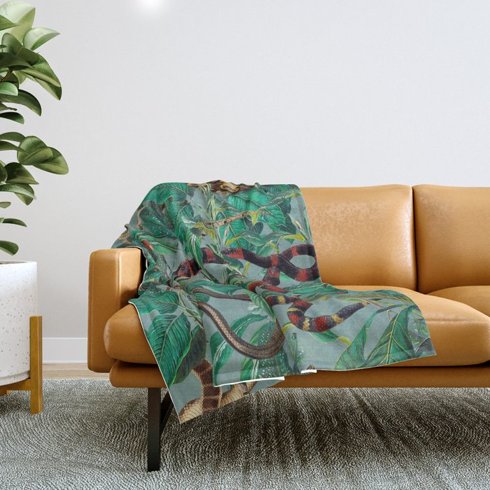 Leaf and Snake pattern Throw Blanket Gallery Image 1
