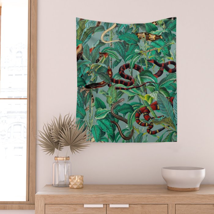 Leaf and Snake pattern Wall Tapestry Gallery Image 2