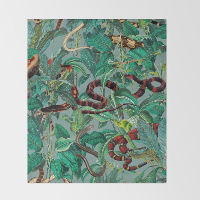 Leaf and Snake pattern Throw Blanket Gallery Image 2