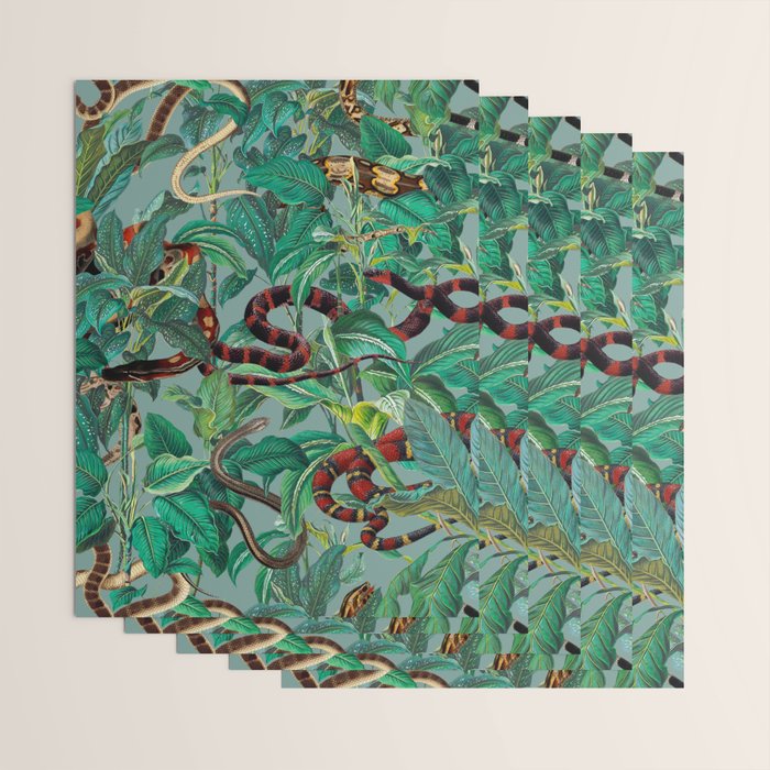 Leaf and Snake pattern Wrapping Paper Gallery Image 3
