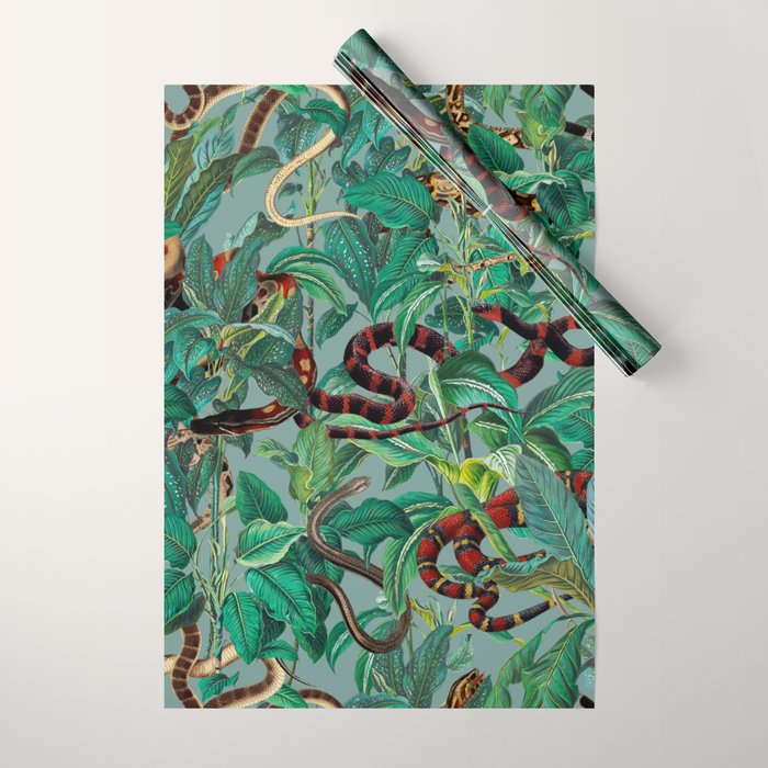 Leaf and Snake pattern Wrapping Paper Gallery Image 1
