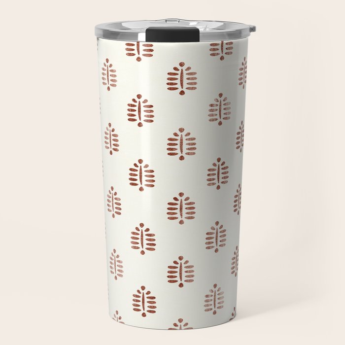 block print palm in rust Travel Mug Gallery Image 1
