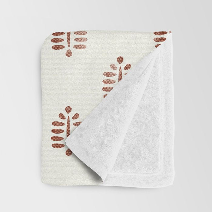 block print palm in rust Throw Blanket Gallery Image 3