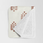 block print palm in rust Throw Blanket Gallery Image 3