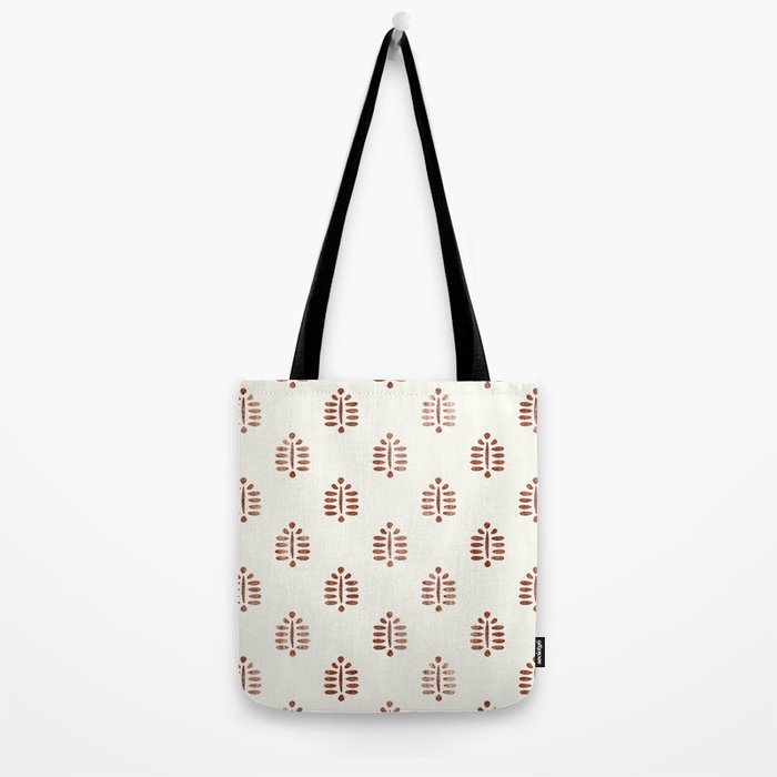 block print palm in rust Tote Bag Gallery Image 2
