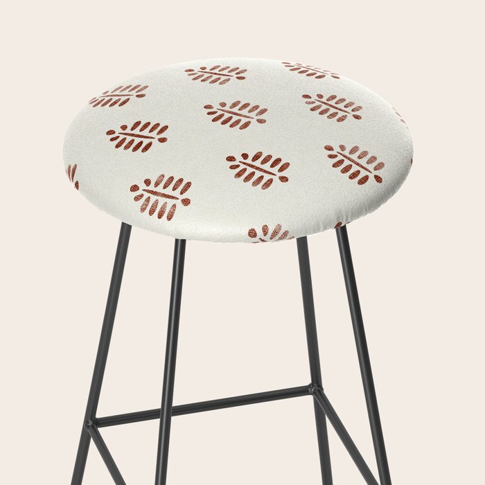 block print palm in rust Stool Gallery Image 2