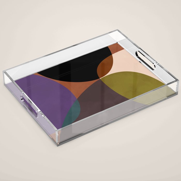 mid century abstract geometric autumn 2 Acrylic Tray Gallery Image 1