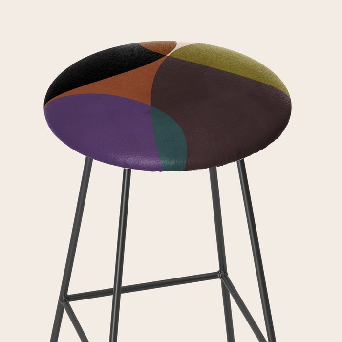 mid century abstract geometric autumn 2 Stool Gallery Image 2