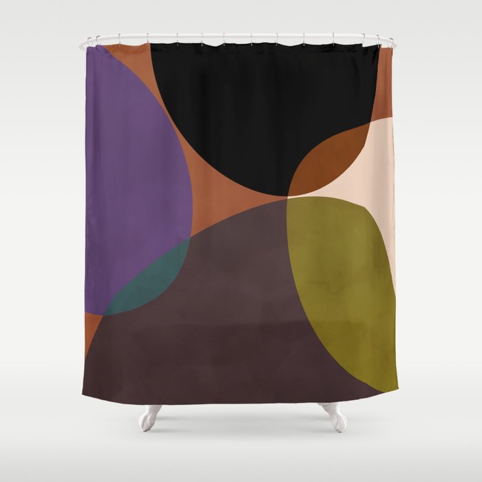 mid century abstract geometric autumn 2 Shower Curtain Gallery Image 1
