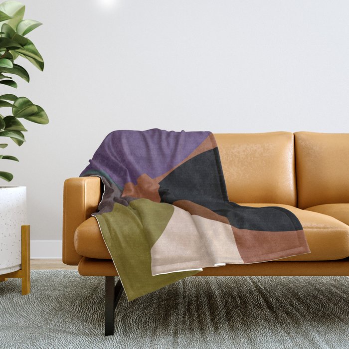 mid century abstract geometric autumn 2 Throw Blanket Gallery Image 1