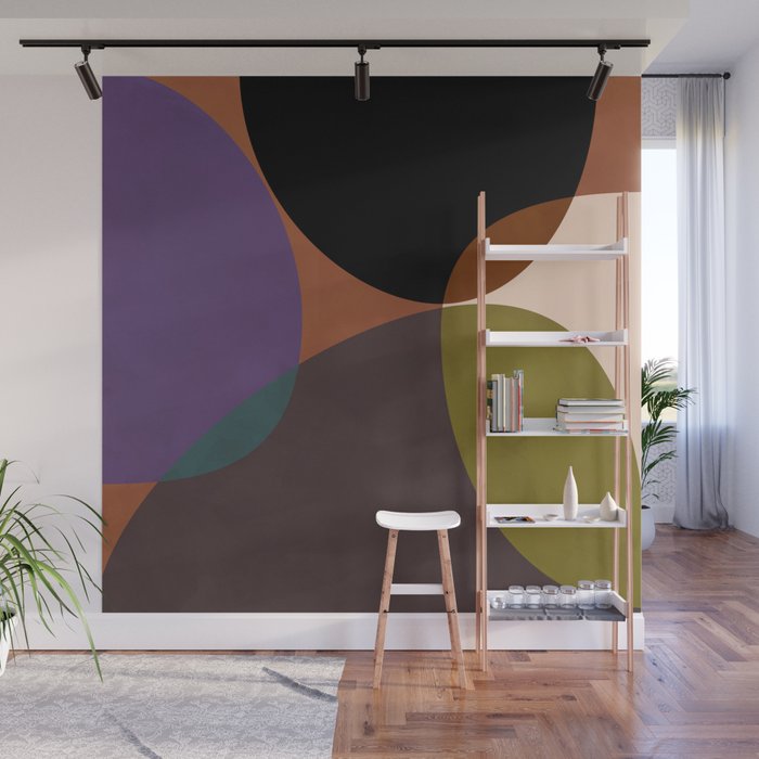 mid century abstract geometric autumn 2 Wall Mural Gallery Image 1