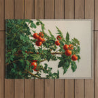 Japanese Wall Art Botanical Art Tomato Girl Summer Sage Green Painting Japandi Poster Kitchen Art Outdoor Rug Gallery Image 1