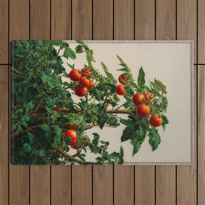 Japanese Wall Art Botanical Art Tomato Girl Summer Sage Green Painting Japandi Poster Kitchen Art Outdoor Rug Gallery Image 1