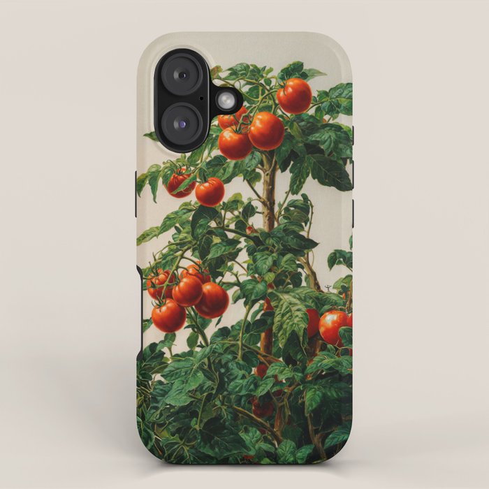Japanese Wall Art Botanical Art Tomato Girl Summer Sage Green Painting Japandi Poster Kitchen Art iPhone Case Gallery Image 1