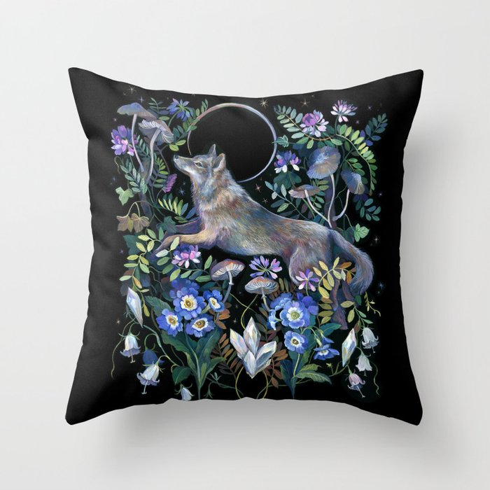 Moon Wolf Throw Pillow Gallery Image 6