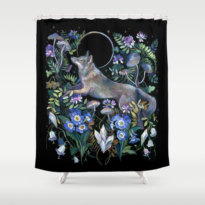 Moon Wolf Shower Curtain Gallery Image 1