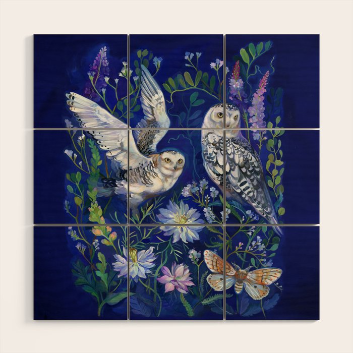 Flower Garden Owls Wood Wall Art Gallery Image 1
