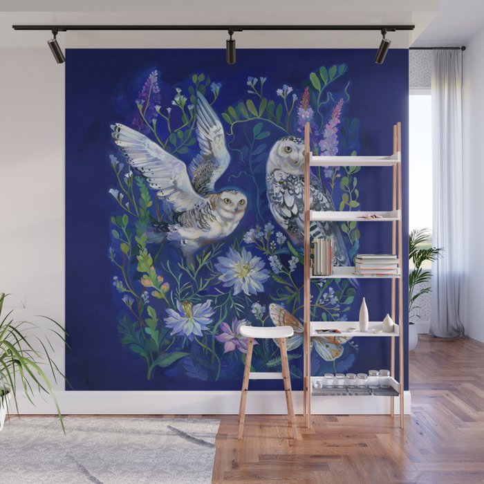 Flower Garden Owls Wall Mural Gallery Image 1