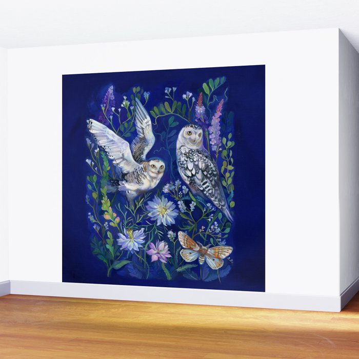 Flower Garden Owls Wall Mural Gallery Image 2