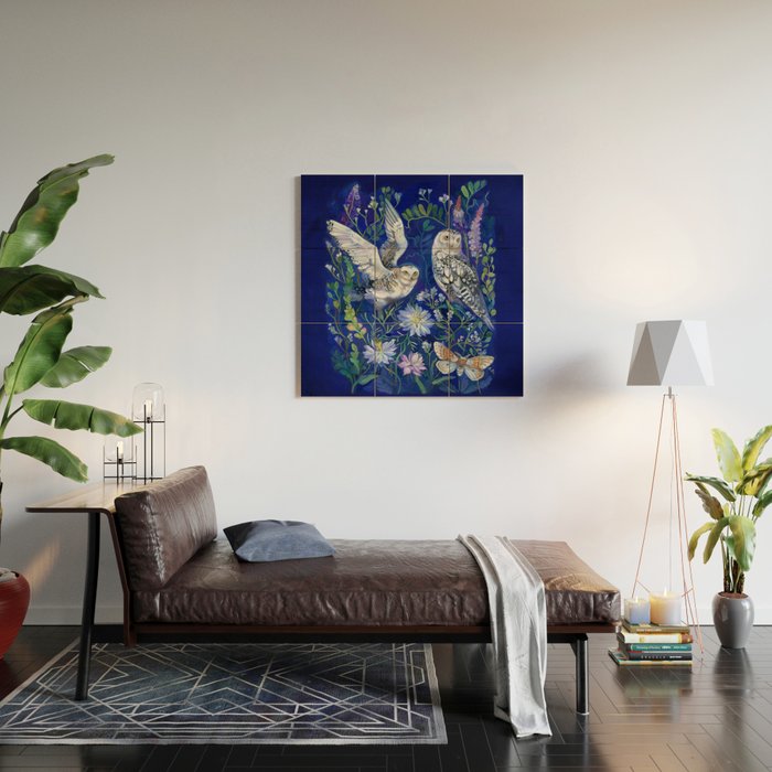 Flower Garden Owls Wood Wall Art Gallery Image 2