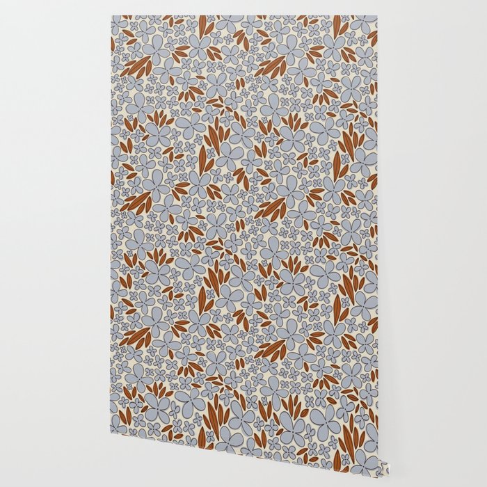 Four-leaf Flower Pattern / Grey & Brown Wallpaper Gallery Image 2