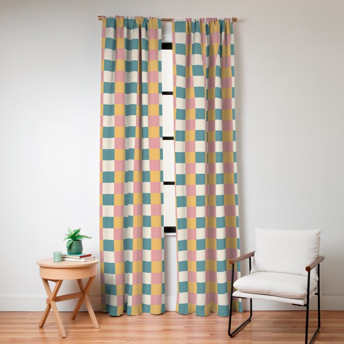Checkered Multicolor Pattern XXIX Beachy Summer Window Curtain Gallery Image 4