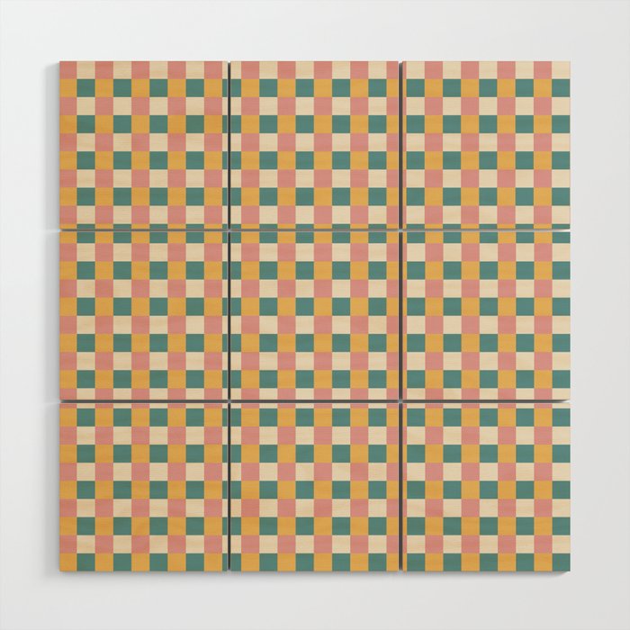 Checkered Multicolor Pattern XXIX Beachy Summer Wood Wall Art Gallery Image 1