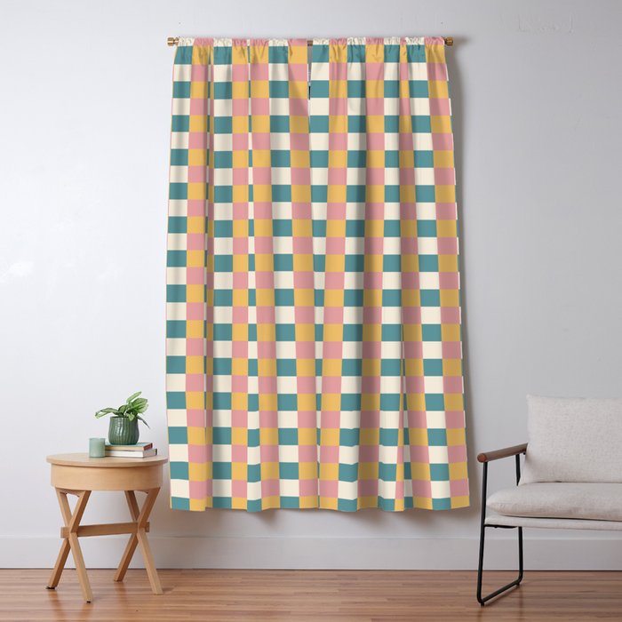Checkered Multicolor Pattern XXIX Beachy Summer Window Curtain Gallery Image 5