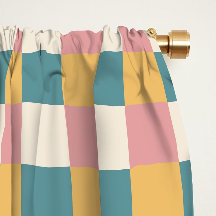 Checkered Multicolor Pattern XXIX Beachy Summer Window Curtain Gallery Image 2