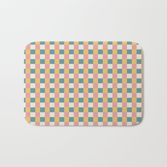 Checkered Multicolor Pattern XXIX Beachy Summer Bath Mat Gallery Image 1