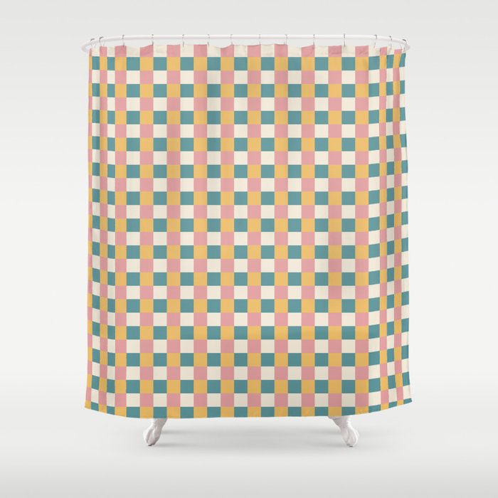 Checkered Multicolor Pattern XXIX Beachy Summer Shower Curtain Gallery Image 1