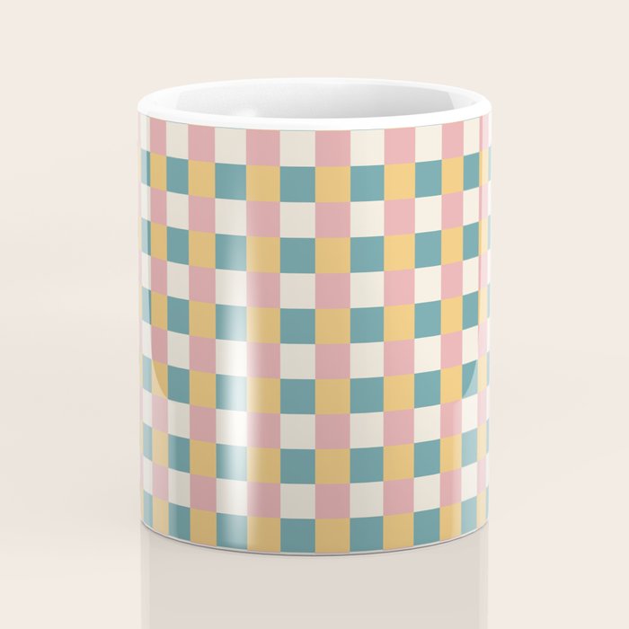 Checkered Multicolor Pattern XXIX Beachy Summer Coffee Mug Gallery Image 4