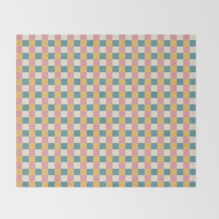 Checkered Multicolor Pattern XXIX Beachy Summer Throw Blanket Gallery Image 2