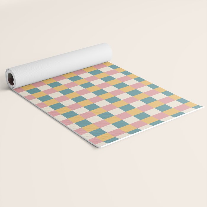 Checkered Multicolor Pattern XXIX Beachy Summer Yoga Mat Gallery Image 2