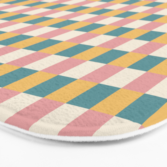 Checkered Multicolor Pattern XXIX Beachy Summer Bath Mat Gallery Image 3