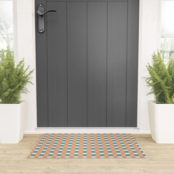 Checkered Multicolor Pattern XXIX Beachy Summer Welcome Mat Gallery Image 3