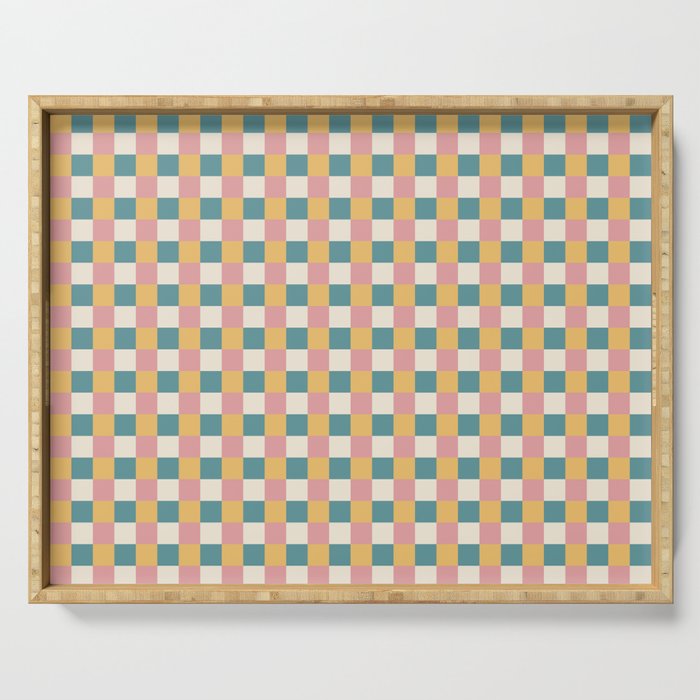 Checkered Multicolor Pattern XXIX Beachy Summer Serving Tray Gallery Image 1