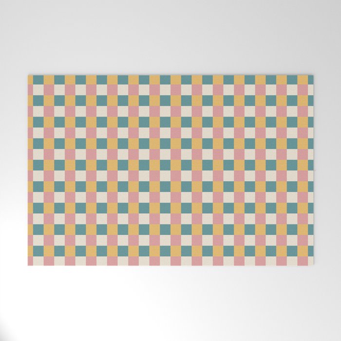 Checkered Multicolor Pattern XXIX Beachy Summer Welcome Mat Gallery Image 1