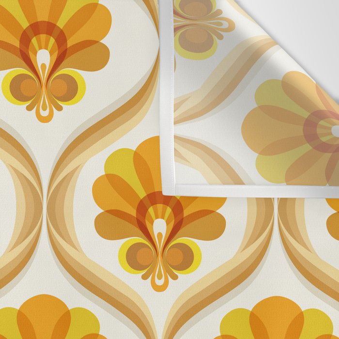 Ivory, Orange, Yellow and Brown Floral Retro Vintage Pattern Wall Tapestry Gallery Image 3