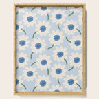 Flower field - charming blue Serving Tray Gallery Image 1