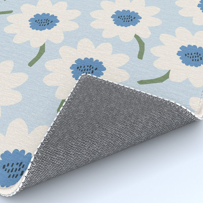 Flower field - charming blue Rug Gallery Image 4